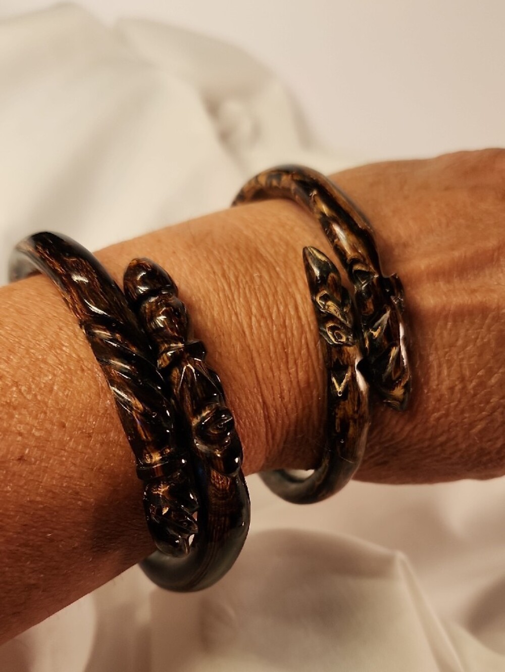 BakeLite Dark Brown Bangle Bracelet Set- Women Accessories - Picture 5 of 8